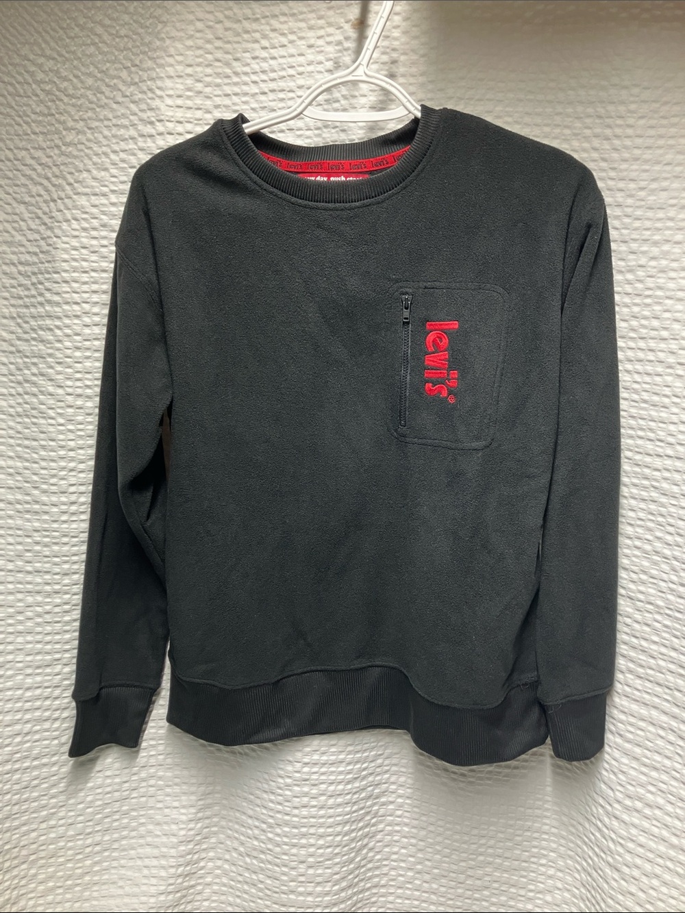 Levi's Black Crewneck Sweatshirt with Red Logo Accent